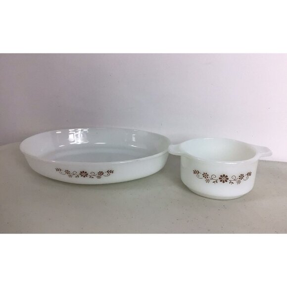 Dynaware Serving Dish Set of 2 Vintage Milk Glass - Picture 1 of 7